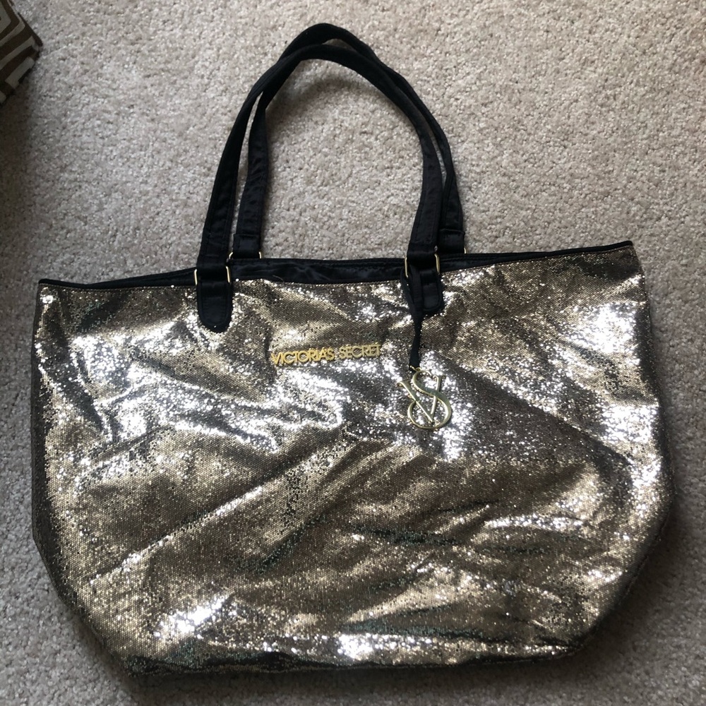 Gold Sparkly Victoria’s Secret Tote